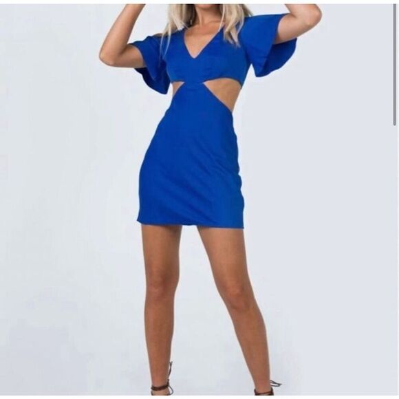 Princess Polly Mischa Cut Out Mini Dress Blue - Nwot Size 8 - Picture 1 of 7